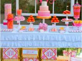 Pink 40th Birthday Decorations Pink orange Monogram 40th Birthday Party Pizzazzerie