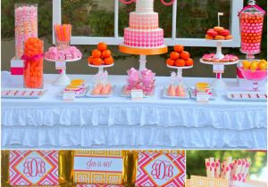 Pink 40th Birthday Decorations Pink orange Monogram 40th Birthday Party Pizzazzerie