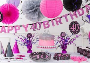 Pink 40th Birthday Decorations Pink Sparkling Celebration 40th Birthday Party Supplies