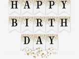 Pink and Gold Happy Birthday Banner Free Printable Happy Birthday Banner Confetti Glitter Gold Silver