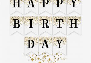 Pink and Gold Happy Birthday Banner Free Printable Happy Birthday Banner Confetti Glitter Gold Silver