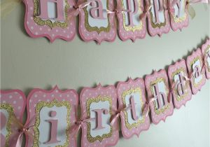 Pink and Gold Happy Birthday Banner Free Printable Pink and Gold Happy Birthday Banner