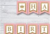 Pink and Gold Happy Birthday Banner Printable Happy Birthday Bunting Banner Printable Decoration Black and