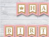 Pink and Gold Happy Birthday Banner Printable Happy Birthday Bunting Banner Printable Decoration Black and