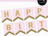 Pink and Gold Happy Birthday Banner Printable Pink and Gold Glitter Instant Download Happy Birthday