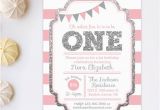 Pink and Silver Birthday Invitations 1st Birthday Invitation Pink Silver Invitation Silver
