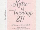 Pink and Silver Birthday Invitations 21st Birthday Invitation Pink and Silver Glitter Womens