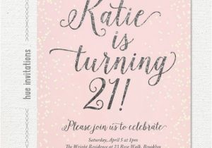 Pink and Silver Birthday Invitations 21st Birthday Invitation Pink and Silver Glitter Womens