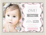 Pink and Silver Birthday Invitations First Birthday Invitation Silver and Pink Princess
