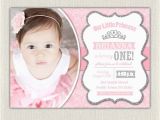 Pink and Silver Birthday Invitations First Birthday Invitation Silver and Pink Princess