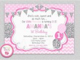 Pink and Silver Birthday Invitations Girls 1st Birthday Invitation Silver Pink Girls 1st