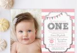 Pink and Silver Birthday Invitations Pink and Silver Invitation 1st Birthday Invitation Girl