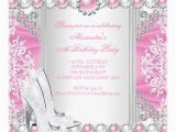 Pink and Silver Birthday Invitations Pink Silver High Heels White Pearl Birthday Party