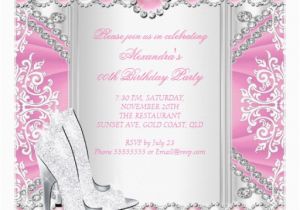 Pink and Silver Birthday Invitations Pink Silver High Heels White Pearl Birthday Party