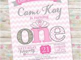 Pink and Silver Birthday Invitations Princess Birthday Invitation 1st Birthday Party Invite