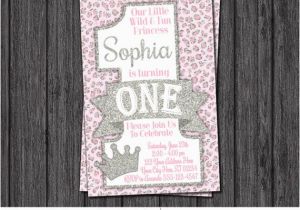 Pink and Silver Birthday Invitations Princess Cheetah First Birthday Invitation Pink and