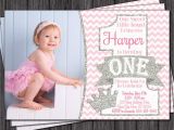 Pink and Silver Birthday Invitations Princess First Birthday Invitation Pink and Silver by