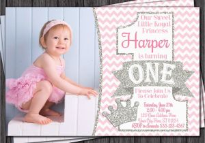 Pink and Silver Birthday Invitations Princess First Birthday Invitation Pink and Silver by