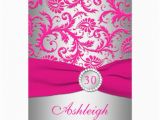 Pink and Silver Birthday Invitations Silver and Pink Damask 30th Birthday Invitation 5 Quot X 7