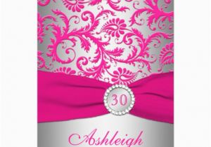Pink and Silver Birthday Invitations Silver and Pink Damask 30th Birthday Invitation 5 Quot X 7