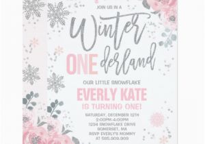 Pink and Silver Birthday Invitations Winter Onederland Birthday Invitation Pink Silver Zazzle Com