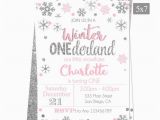 Pink and Silver Birthday Invitations Winter Onederland Invitation Pink and Silver First Birthday