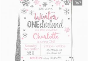 Pink and Silver Birthday Invitations Winter Onederland Invitation Pink and Silver First Birthday