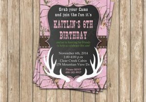 Pink Camo Birthday Invitations Camo Girl Hunting 6 Birthday Party Printable Invitation