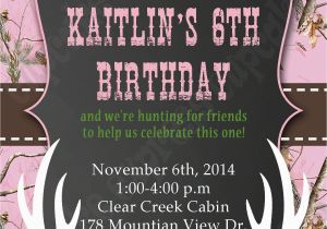 Pink Camo Birthday Invitations Camo Girl Hunting 6 Birthday Party Printable Invitation