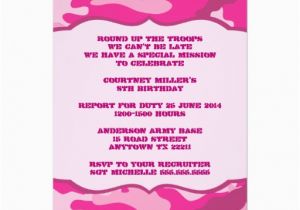 Pink Camo Birthday Invitations Hot Pink Camouflage Birthday Party Invite Camo Zazzle