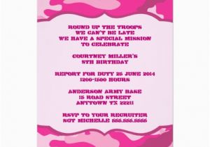 Pink Camo Birthday Invitations Hot Pink Camouflage Birthday Party Invite Camo Zazzle