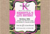 Pink Camo Birthday Invitations Pink Camo Birthday Invitation Girl Birthday Invitation Diy