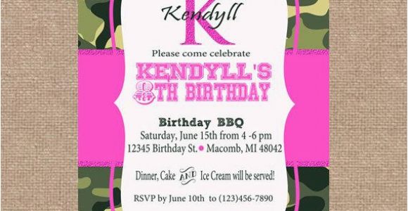 Pink Camo Birthday Invitations Pink Camo Birthday Invitation Girl Birthday Invitation Diy