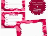 Pink Camo Birthday Invitations Printable Pink Camo Invitations From Printabletreats Com