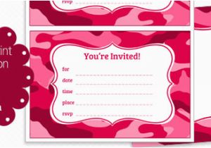 Pink Camo Birthday Invitations Printable Pink Camo Invitations Printable Treats Com