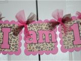 Pink Cheetah Print Birthday Decorations Cheetah Print I Am 1 Name Banner Birthday Party by