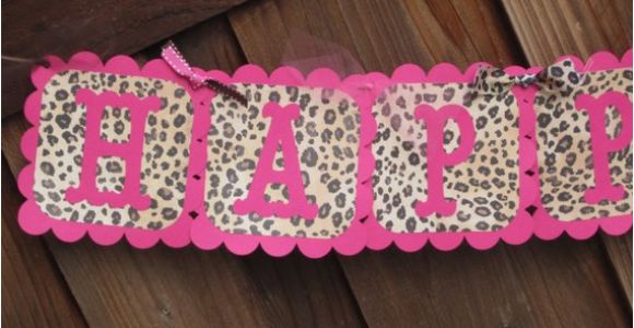 Pink Cheetah Print Birthday Decorations Pink Leopard Animal Print Birthday Banner Leopard Party