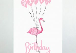 Pink Flamingo Birthday Cards Pink Flamingo 39 Happy Birthday 39 Card by De Fraine Design