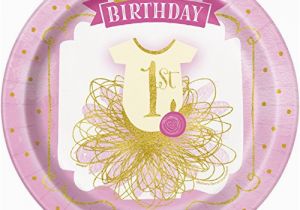 Pink Happy Birthday Banner Walmart Pink and Gold 1st Birthday Party Bundle Plates Napkins