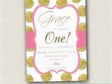 Pink Polka Dot Birthday Invitations Gold Polka Dot Birthday Invitation Pink and Gold First