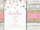 Pink Polka Dot Birthday Invitations Mint Gold Pink Invitation Polka Dot Girl Birthday Invitation