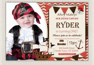 Pirate 1st Birthday Invitations Boys Pirate theme 1st Birthday Invitation Printable Download