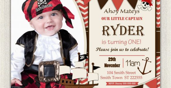 Pirate 1st Birthday Invitations Boys Pirate theme 1st Birthday Invitation Printable Download