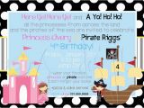 Pirate and Princess Birthday Invitations Pirate and Princess Party Invitation Free