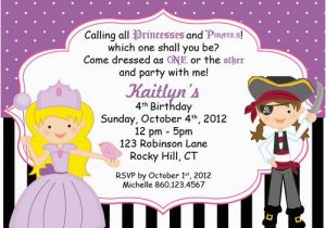 Pirate and Princess Birthday Invitations Pirate and Princess Party Invitations Template Best