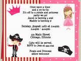 Pirate and Princess Birthday Invitations Princess and Pirate Birthday Party Invitations Drevio