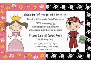 Pirate and Princess Birthday Invitations Princess and Pirate Birthday Party Invitations