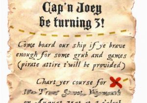 Pirate Birthday Invitation Wording Aged Pirate Party Invitation Printed