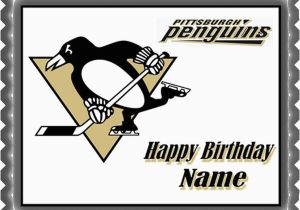 Pittsburgh Penguins Birthday Card Pittsburgh Penguins Edible Cake or Cupcake topper Edible