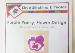 Plain Birthday Cards Purple Pansy Flower Plain Birthday Card Cross Stitch